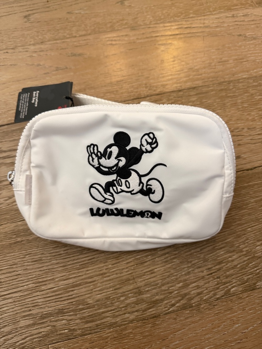 Disney X Lululemon White Belt Bag with Black Embroidered Mickey